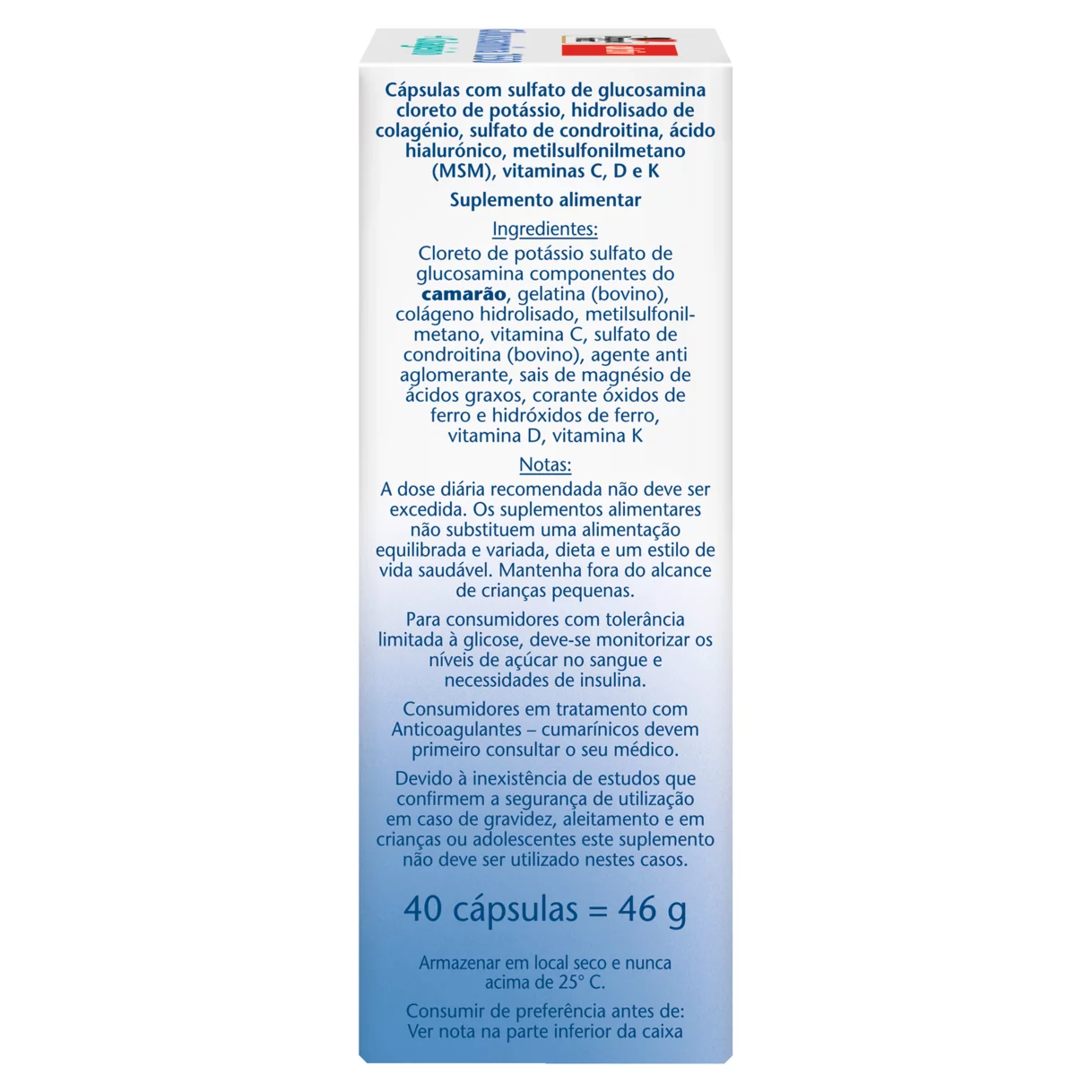 Doppelherz aktiv Glucosamina 1550 Vista lateral direita
